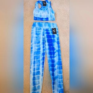 Blue Tie-Dye Activewear Set